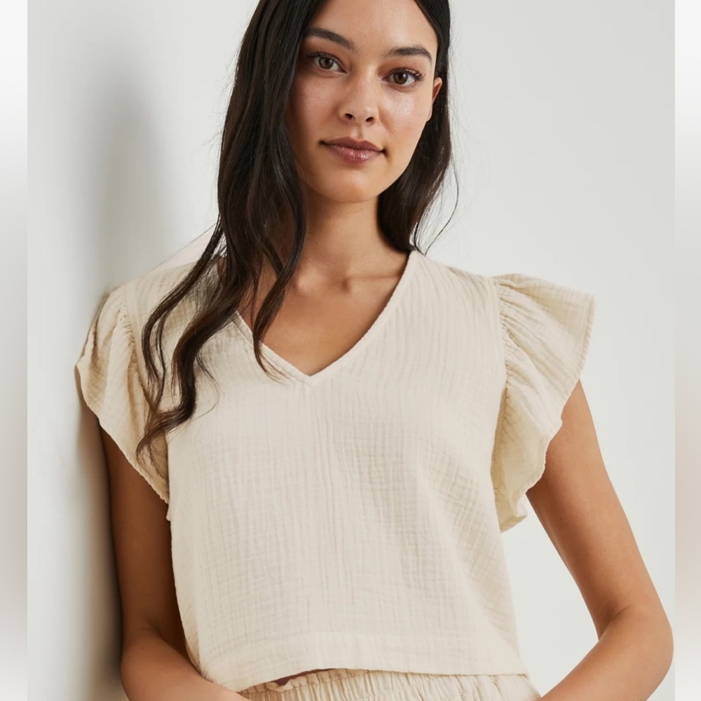 🖤 Rails Miley Flax 🖤 Ruffle Sleeve V-Neck Double Gauze Top